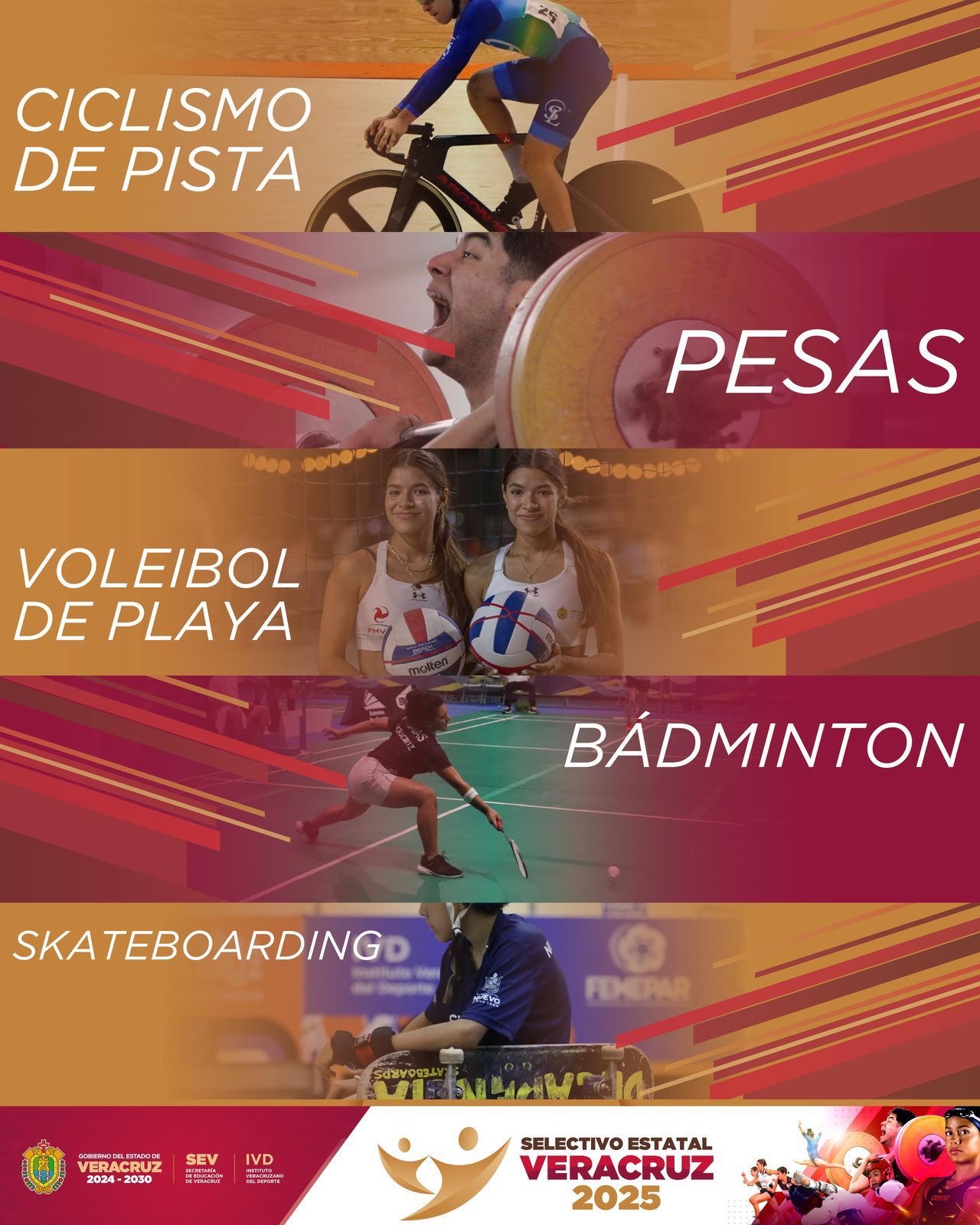 Este fin de semana se definen representantes en ciclismo, voleibol, bádminton y pesas