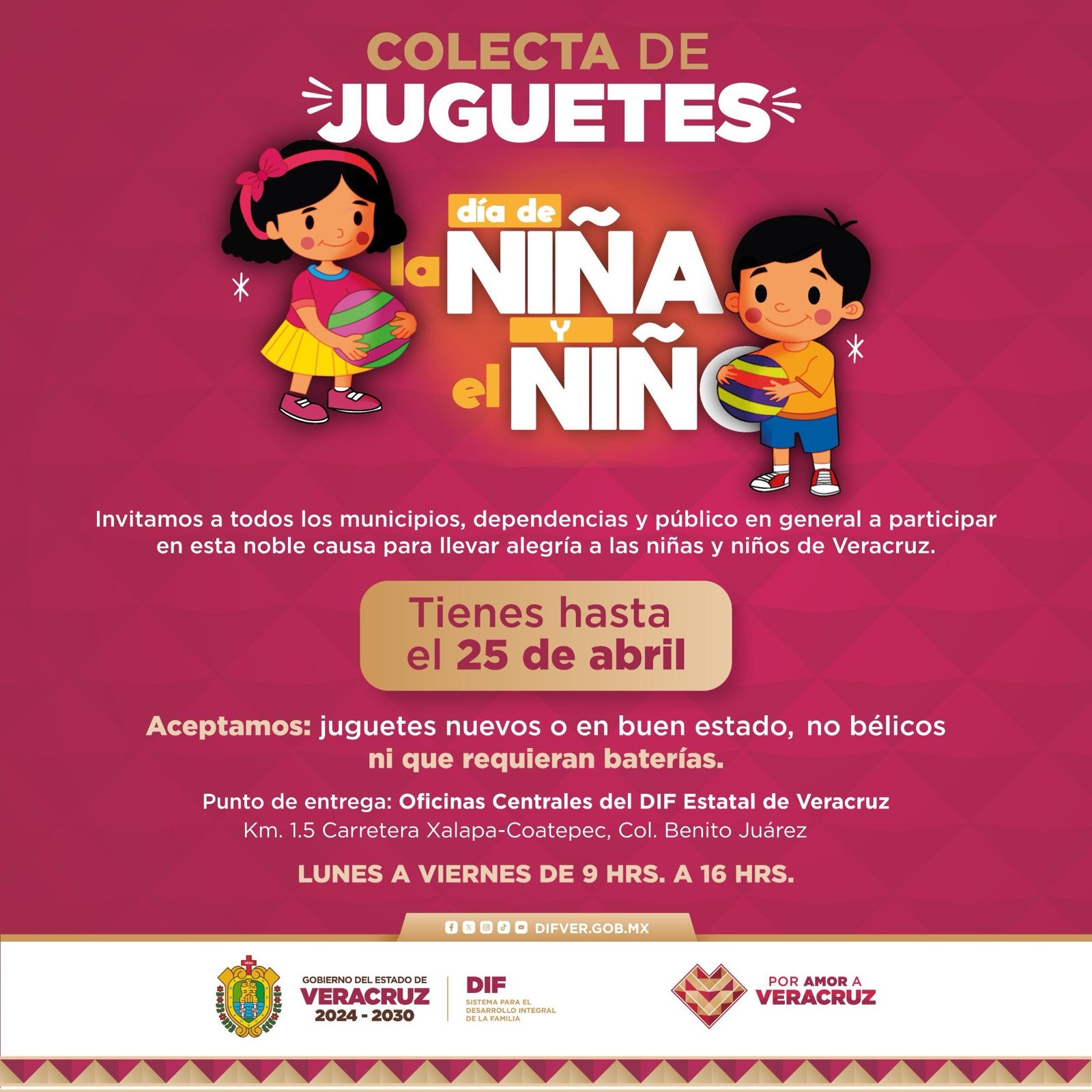 Invita DIF Estatal Veracruz a sumarse a la Colecta de Juguetes